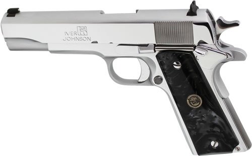 IVER JOHNSON 1911A1 38 SUPER - 5" FS 9RD CHROME BLACK PEARL