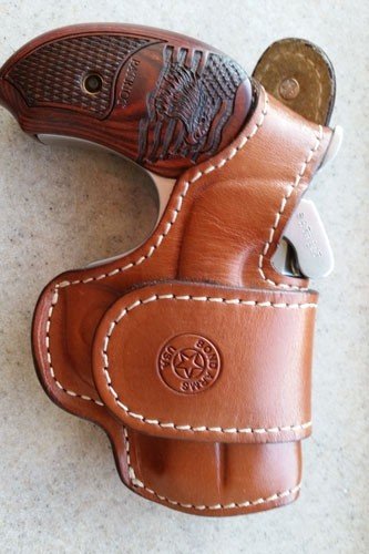 gbapa45410_in-holster_1.jpg BOND ARMS PATRIOT W/HOLSTER - 45LC/410 2.5" 3" S/S WOOD