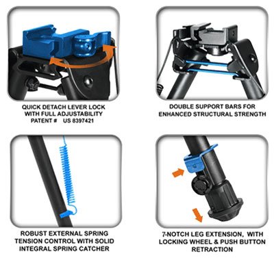 tlbp88q_features_1.jpg UTG BIPOD TACTICAL OP 8-12.4" - PICATINNY MOUNT W/STUD ADAPTER