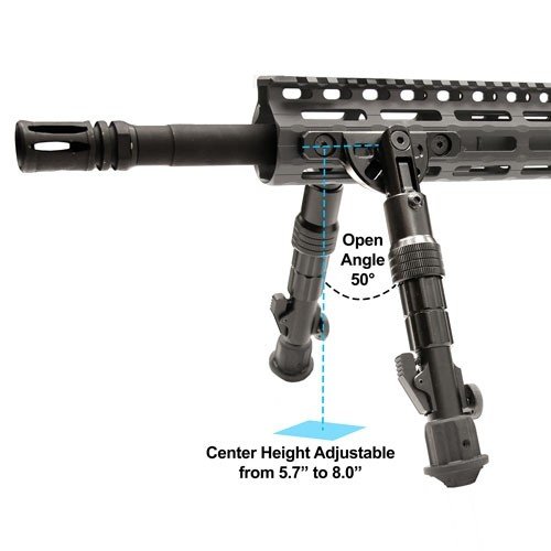 UTG BIPOD RECON FLEX M-LOK - MATTE BLK CENTER H 5.7"-8"