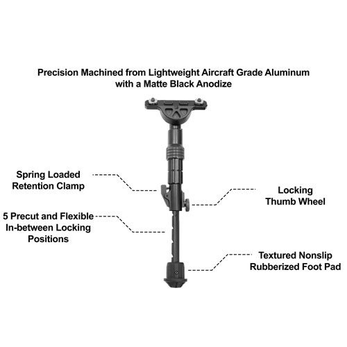 UTG BIPOD RECON FLEX M-LOK - MATTE BLK CENTER H 5.7"-8"