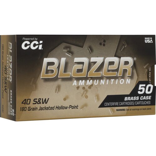 CCI Blazer Brass HP Pistol Ammo 40 S&W 180 gr. JHP 50 rd.