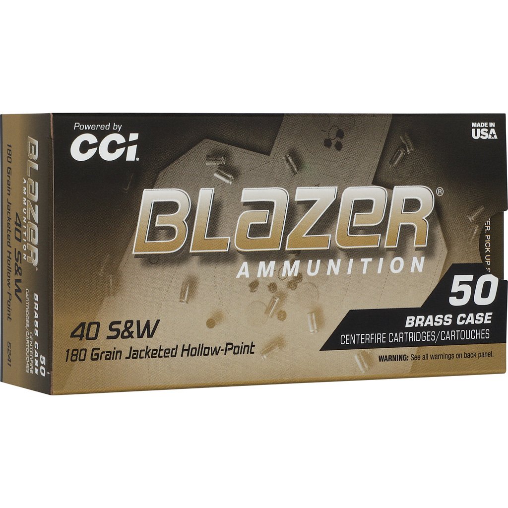 CCI Blazer Brass HP Pistol Ammo 40 S&W 180 gr. JHP 50 rd.