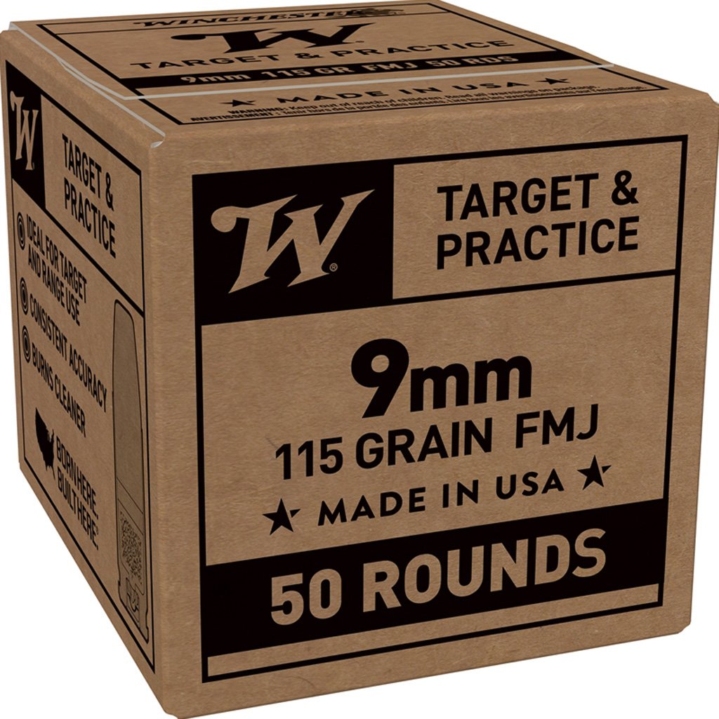 Winchester Target Pistol Ammo 9mm 115 gr. FMJ 50 rd