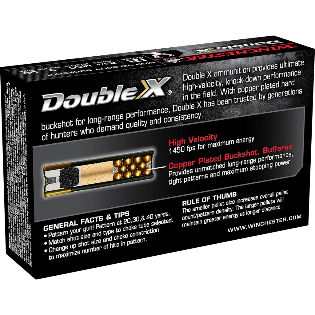 Winchester Double X Buckshot 12 ga. 2.75 in. 9 Pellets 00 5 rd.