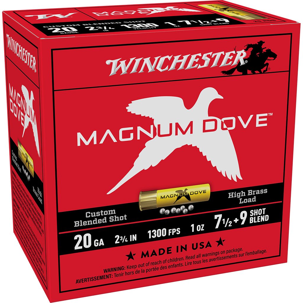 Winchester Magnum Dove Shotgun Ammo 20 ga. 2 3/4 in. 1 oz. 7 1/2 & 9 Blend 25 rd.