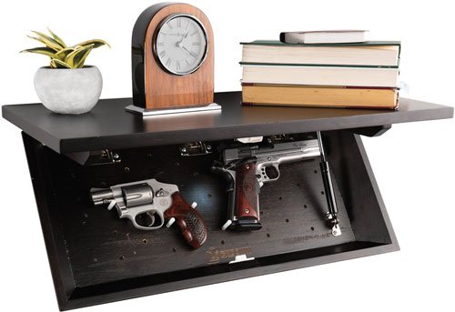 1117248_OPEN.jpg LOCKDOWN IN PLAIN SIGHT SHELF - STAINED 24"WX11.75"HX3.25"D