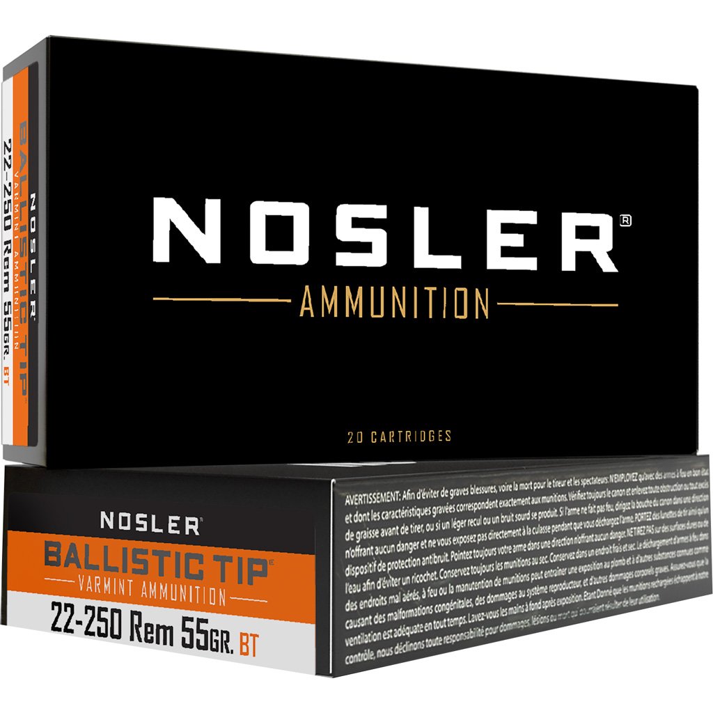 1206182_1.jpg Nosler Varmint Ballistic Tip Rifle Ammunition 22-250 Rem. 55 gr. BT SP 20 rd.