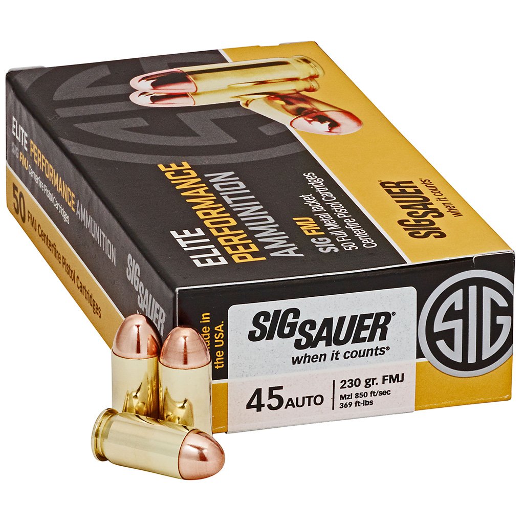 1207754_1.jpg Sig Sauer Elite Ball Performance Pistol Ammo 45 ACP 230 gr. FMJ 50 rd.