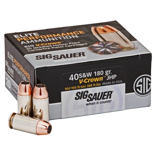Sig Sauer Elite V-Crown Performance Pistol Ammo 40S&W 180 gr. JHP 20 rd.