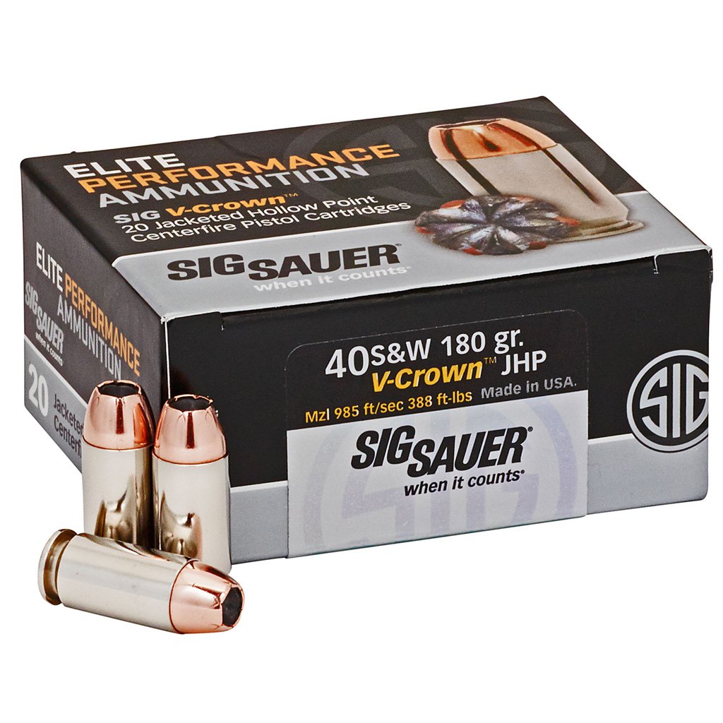 Sig Sauer Elite V-Crown Performance Pistol Ammo 40S&W 180 gr. JHP 20 rd.