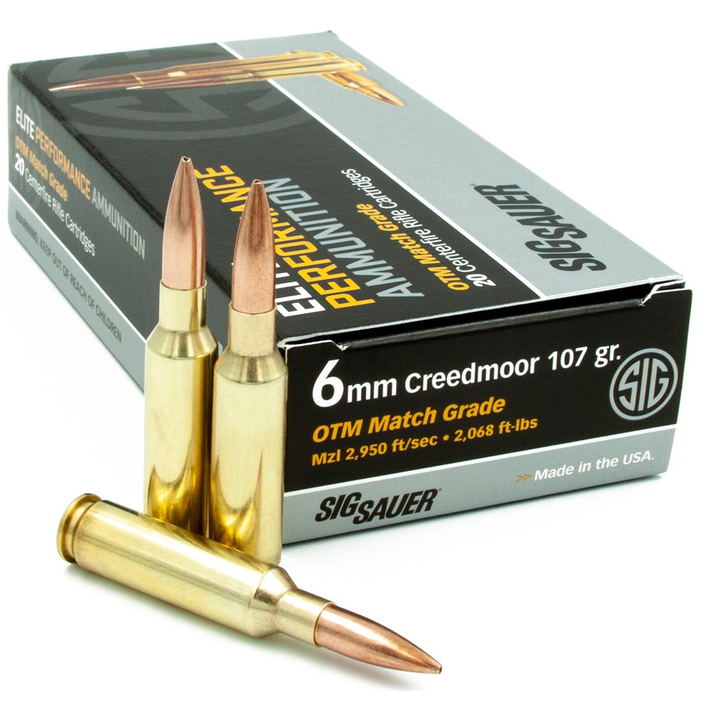 Sig Sauer Elite Match Grade Performance Rifle Ammo 6mm Creedmoor 107 gr. OTM 20 rd.