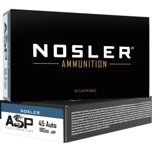 Nosler ASP Handgun Ammo 45 ACP 185 gr. HG JHP 20 rd.