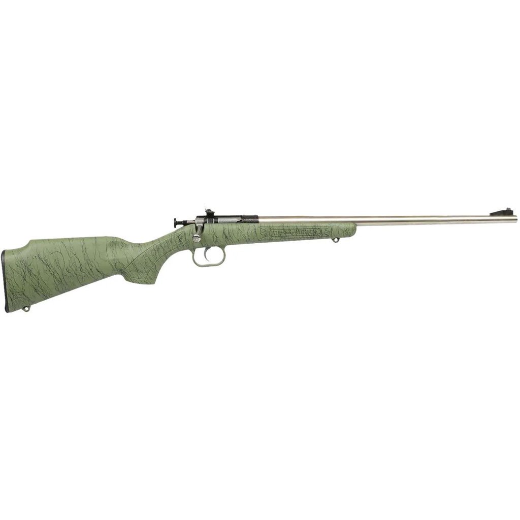 Keystone Crickett Rifle 22 LR Stainless/Green Syn w/BLK Web Stock
