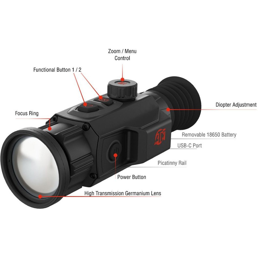 ATN ThOR 6 Mini 256 Thermal Scope 3.5-28x, 256X192Sensor Black w/Wi-Fi & Recording