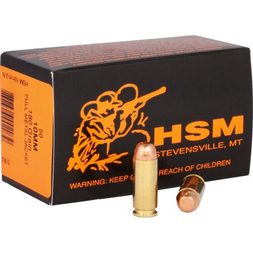 HSM Training Handgun Ammunition 10mm Auto FMJ 180 gr. 50 rd.
