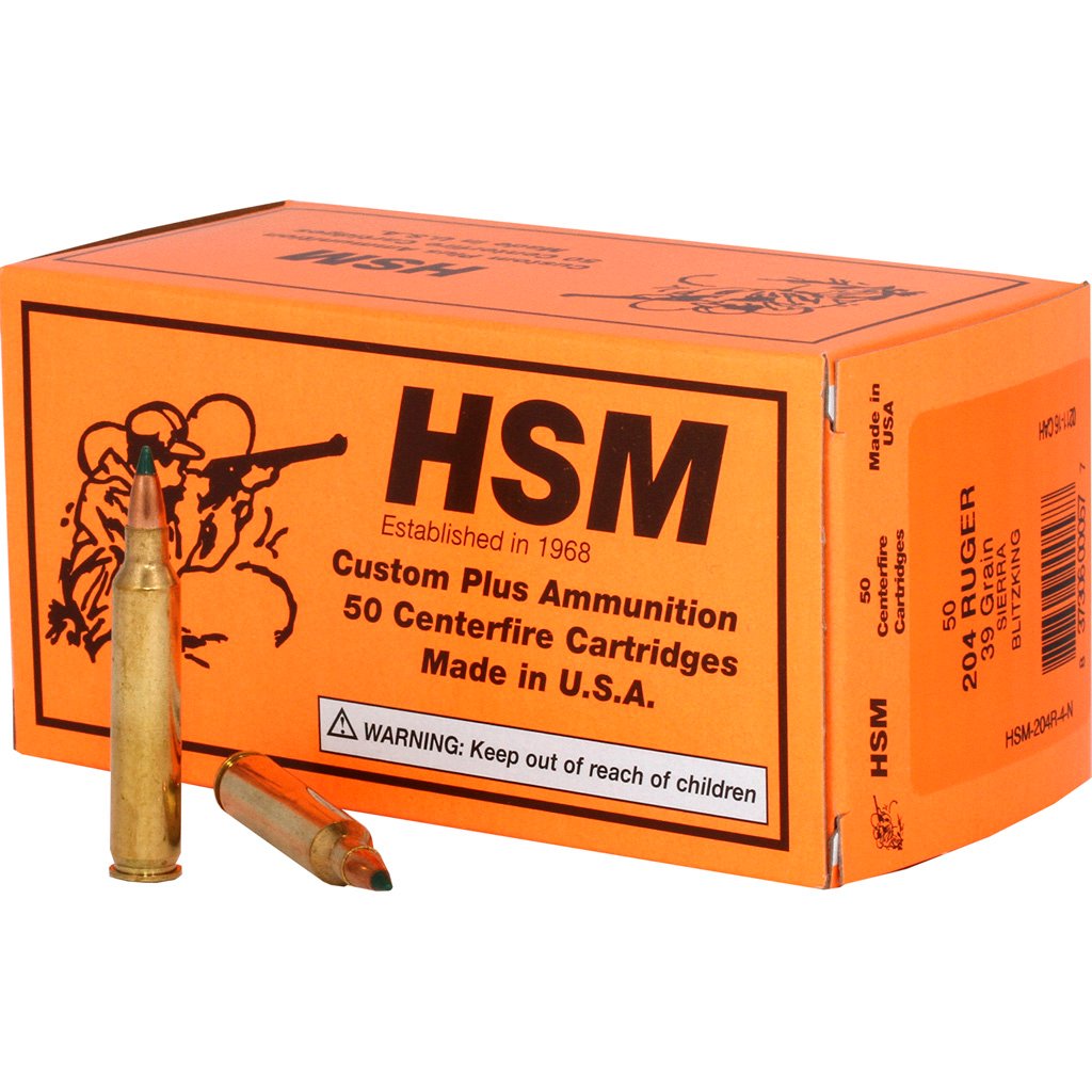 HSM Varmint Rifle Ammunition 204 Ruger BlitzKing 39 gr. 20 rd.