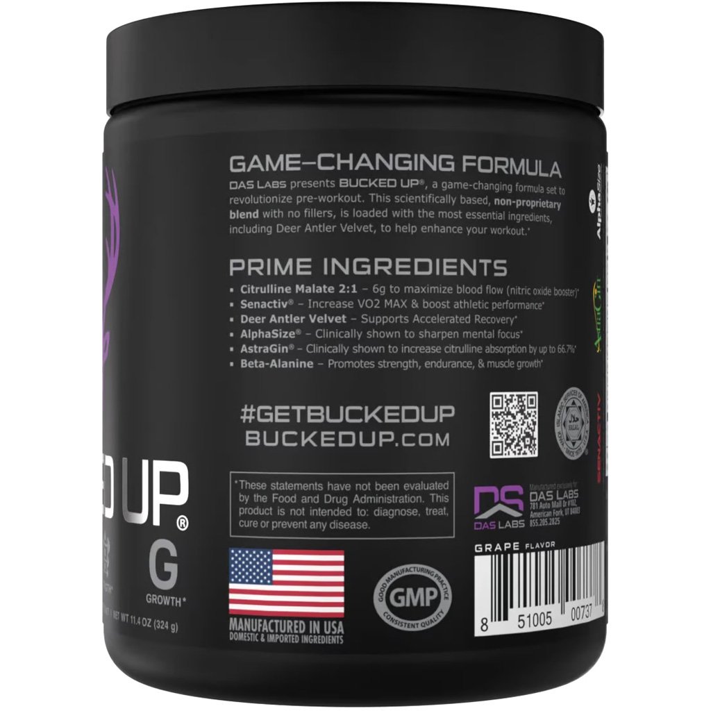 1409875_2 Bucked Up Pre-Workout Grape Gainz 30 Serving Tub