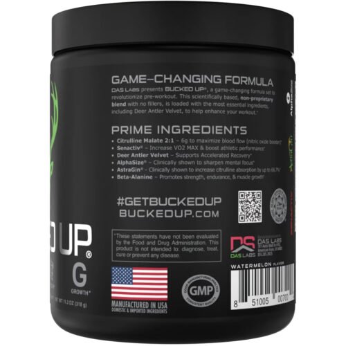Bucked Up Pre-Workout Watermelon 30 Serving Tub