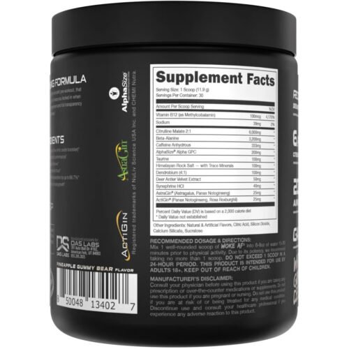 Bucked Up Woke AF Pre-Workout White Gummy Deer 30 Serving Tub