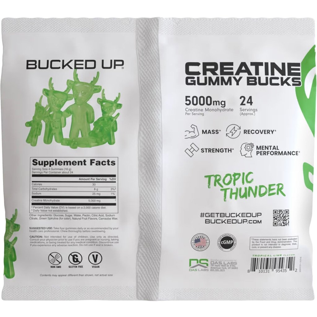 Bucked Up Creatine Gummies Tropic Thunder 24pc pack