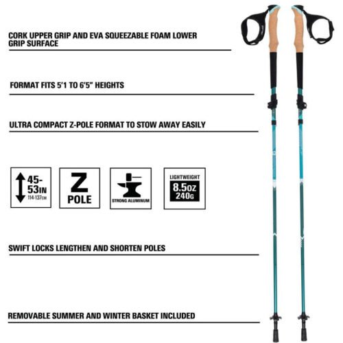 Alpha Aluminum Trekking Poles 1Pr Glacier Melt