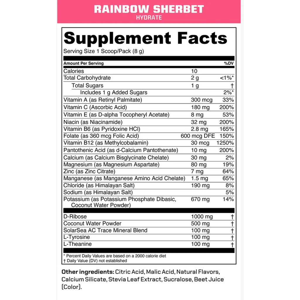 MTN Ops Hydrate Rainbow Sherbet Trail Packs - 20ct