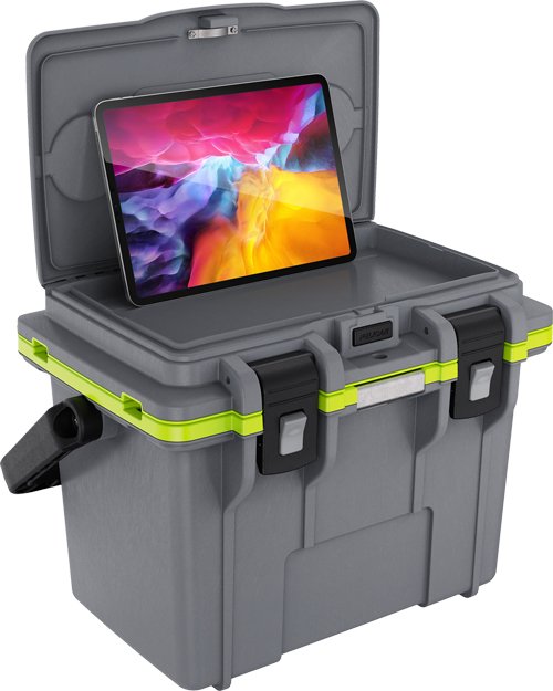 PELICAN COOLERS IM 14 QUART - DKGRAY/GREEN W/DRY STORAGE