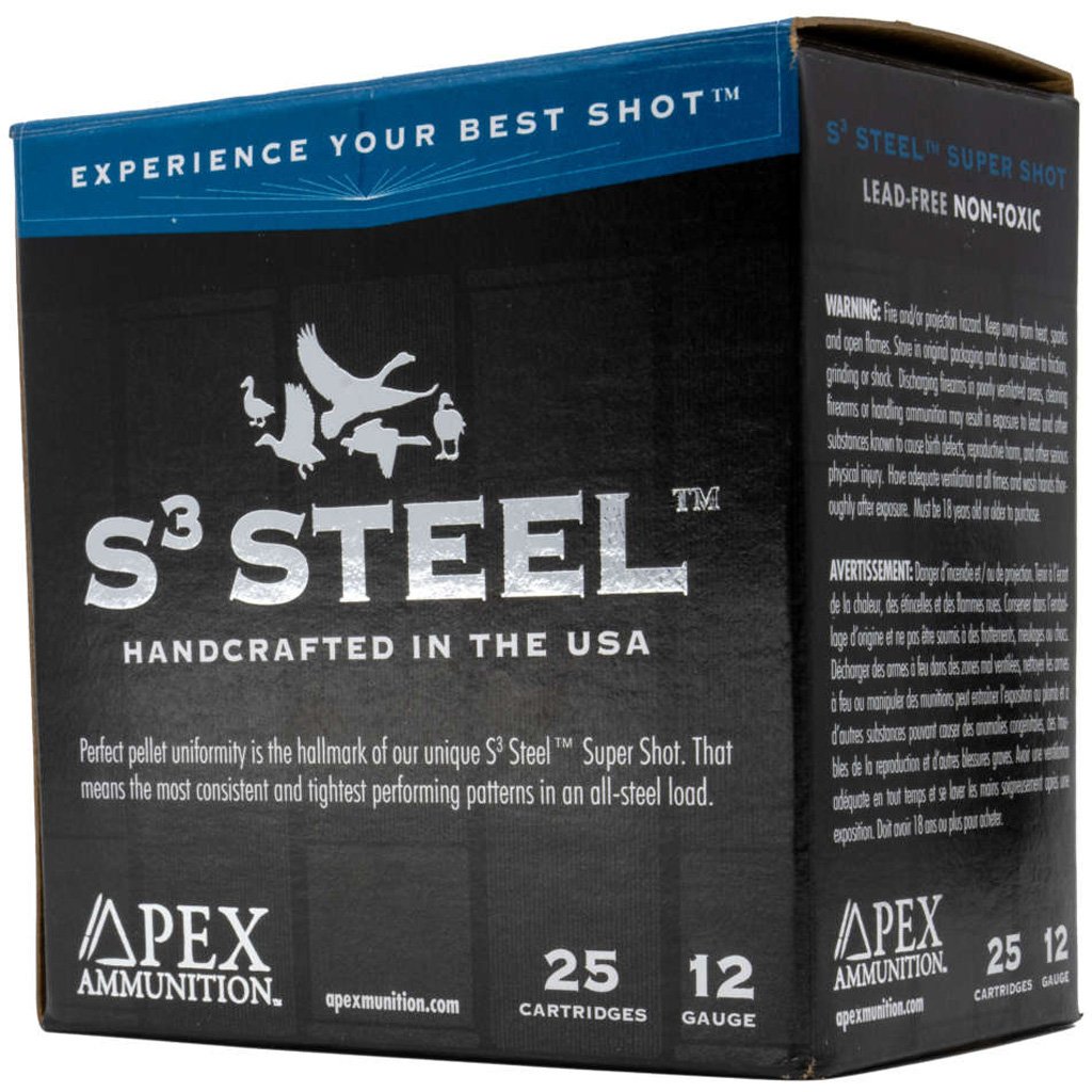 1501303_1.jpg Apex Waterfowl S3 Steel Shotgun Ammo 12 ga. 3 in. 1-1/4oz #BB 25 rd