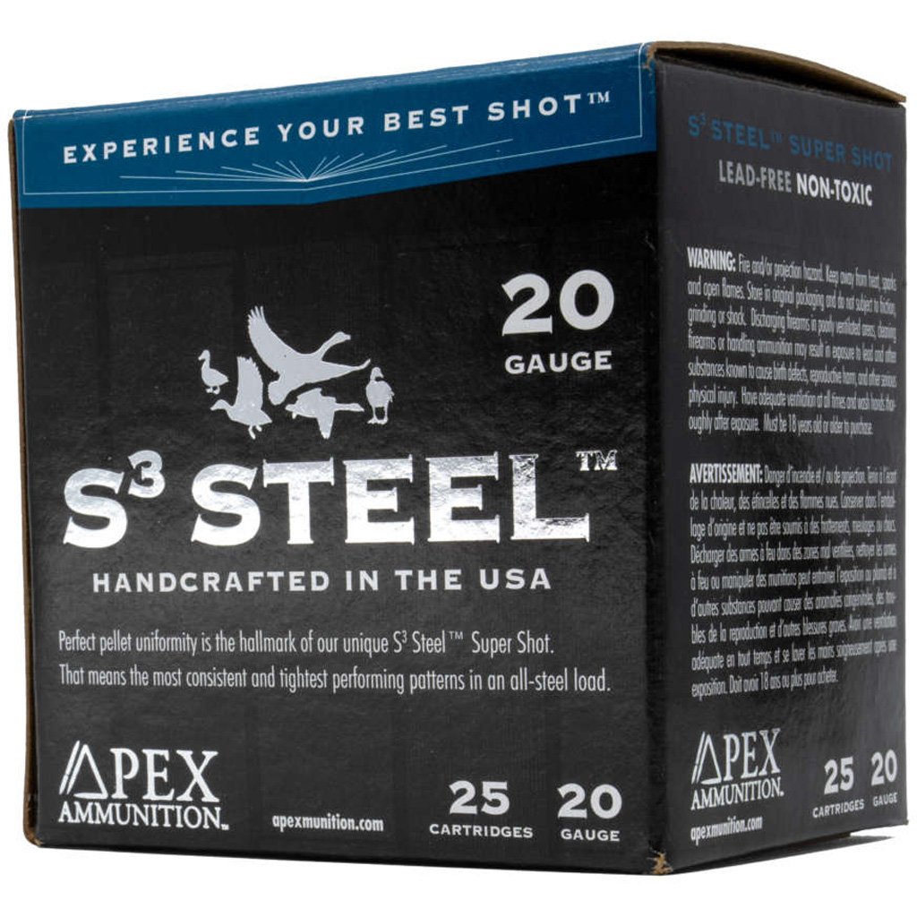 1501304_1.jpg Apex Waterfowl S3 Steel Shotgun Ammo 20 ga. 3 in. 1oz #4 25 rd