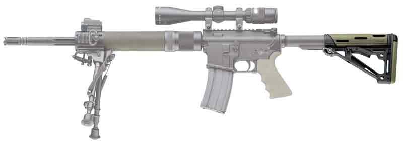 HOGUE AR-15 COLLAPSIBLE STOCK - OD GREEN RUBBER MIL-SPEC