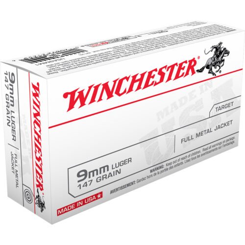 1701330_1.jpg Winchester USA Pistol Ammo 9mm 147 gr. FMJ Flat Nose 50 rd.