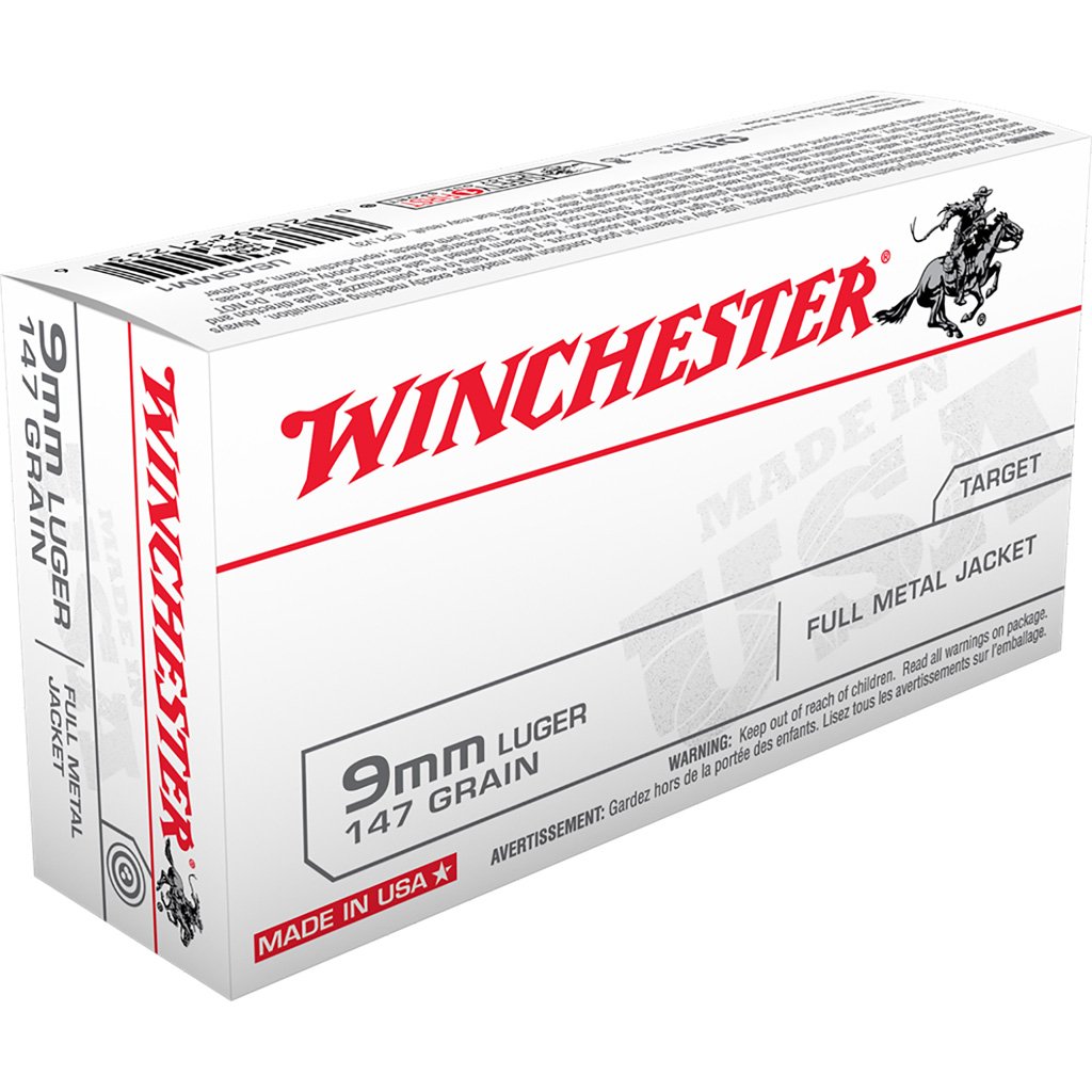 1701330_1.jpg Winchester USA Pistol Ammo 9mm 147 gr. FMJ Flat Nose 50 rd.