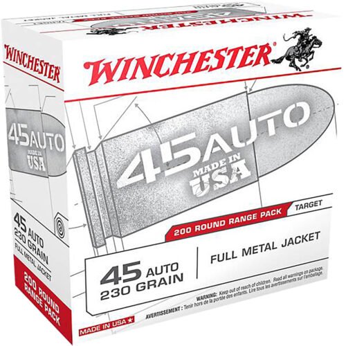 1701405_1 Winchester USA Pistol Ammo 45 ACP 230 gr. FMJ 200 rd.