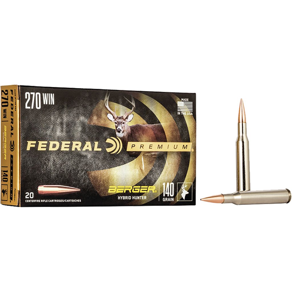 1702349_1.jpg Federal Premium Rifle Ammo 270 Win. 140 gr. Berger Hybrid Hunter 20 rd.
