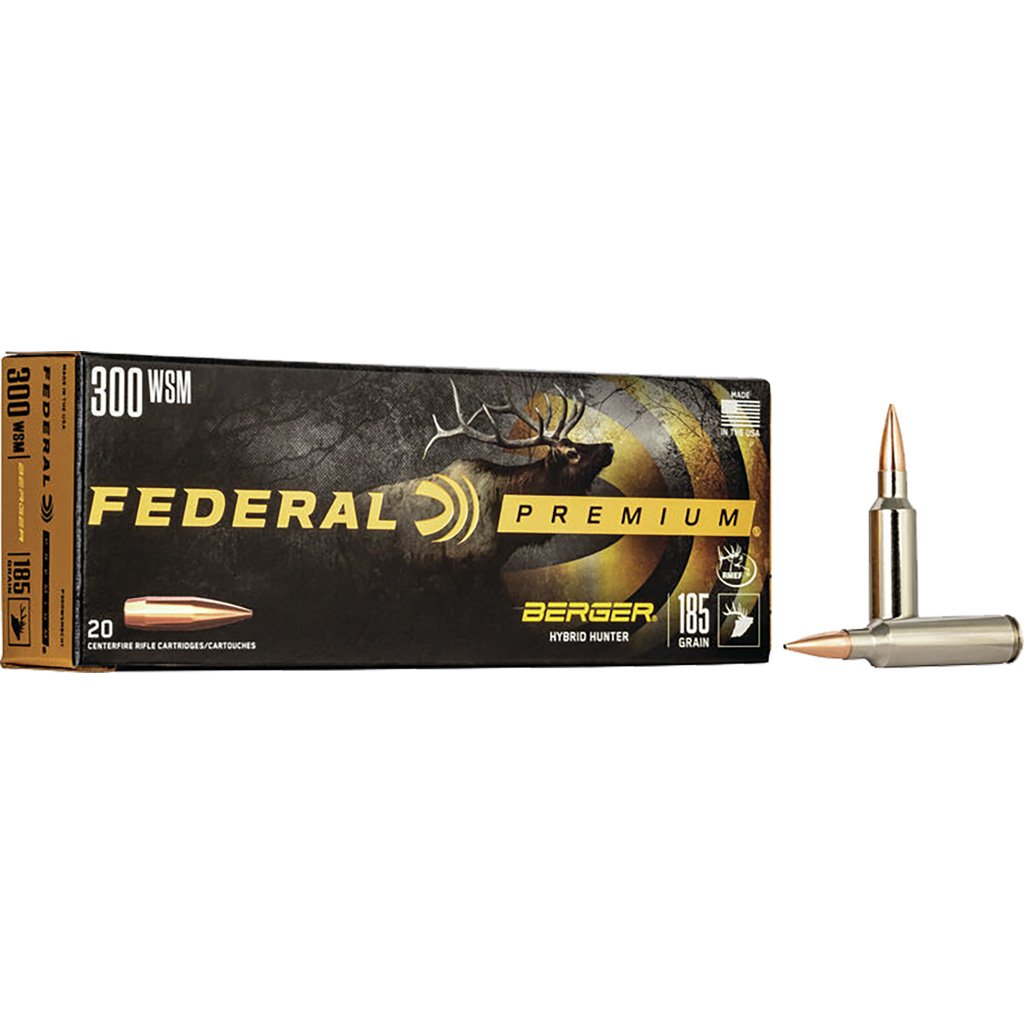 1702371_1.jpg Federal Premium Rifle Ammo 300 WSM. 185 gr. Berger Hybrid Hunter 20 rd.