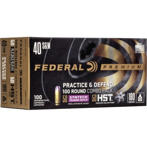 1705729_1.jpg Federal Practice & Defend Pistol Ammo 40 S&W 180 gr. HST/Syntech 100 rd.