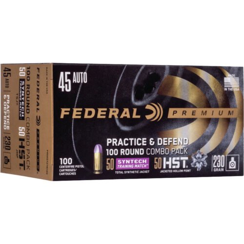 1705745_1.jpg Federal Practice & Defend Pistol Ammo 45 ACP 230 gr. HST/Syntech 100 rd.