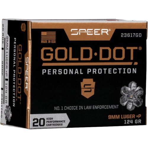 1705764_1.jpg Speer Gold Dot Personal Protection Pistol Ammo 9mm +P 124 gr. HP 20 rd.