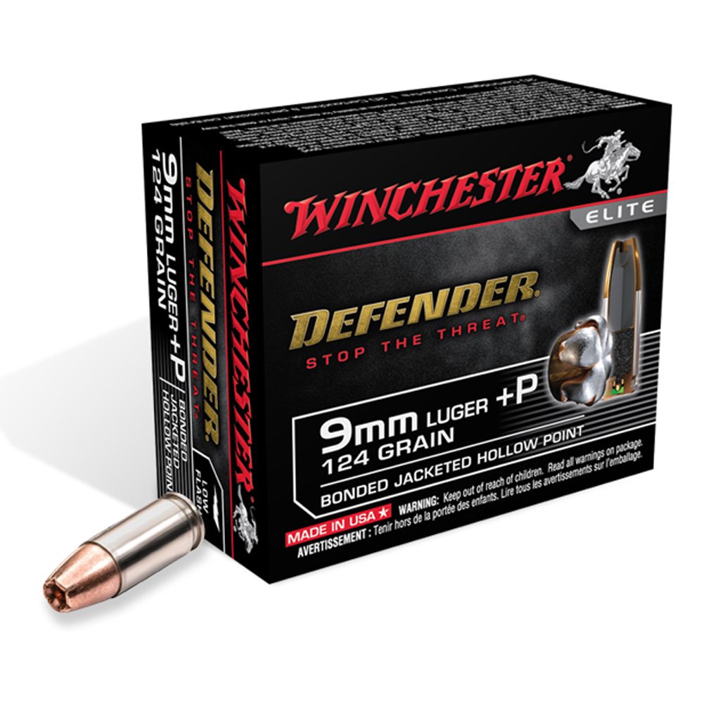 1706464_1.jpg Winchester Defender Pistol Ammo 9mm+P 147 gr. JHP 20 rd.
