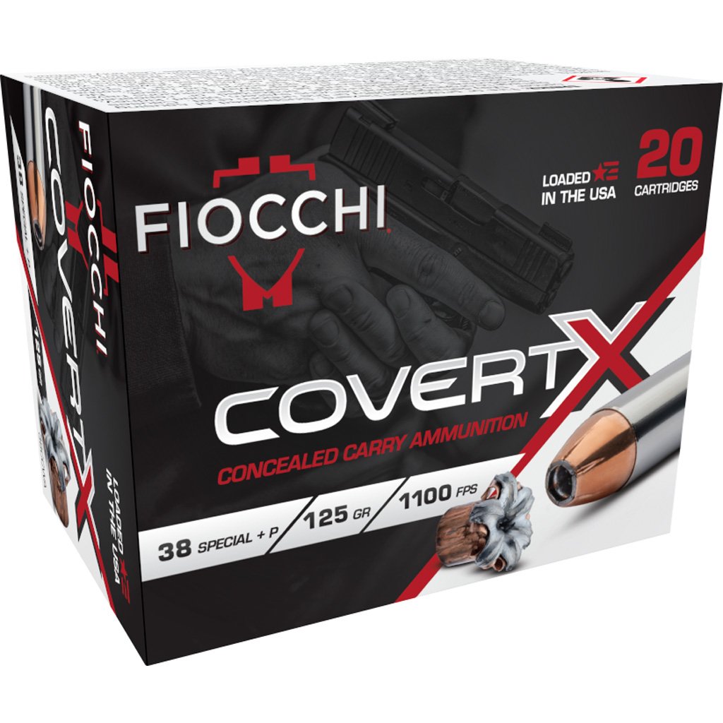 1708107_1.jpg Fiocchi CovertX Pistol Ammo 38 Spc. +P 125 gr. JHP 20 rd.