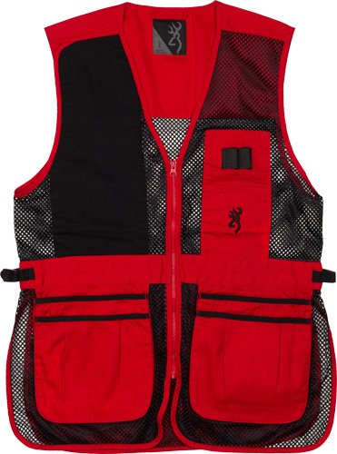 BROWNING MESH SHOOTING VEST - R-HAND XL BLACK/RED TRIM