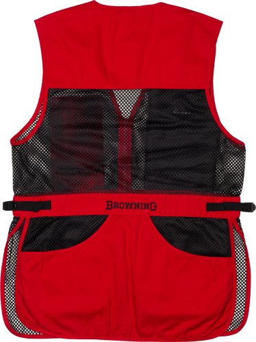 BROWNING MESH SHOOTING VEST - R-HAND XL BLACK/RED TRIM