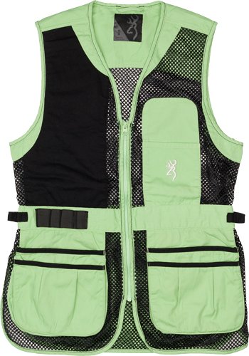 BROWNING MESH SHOOTING VEST R- - HAND WOMEN'S LG BLACK/NEOMINT