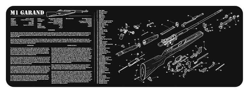 36M1GARBK TEKMAT ARMORERS BENCH MAT - 12"X36" M1 GARAND BLACK