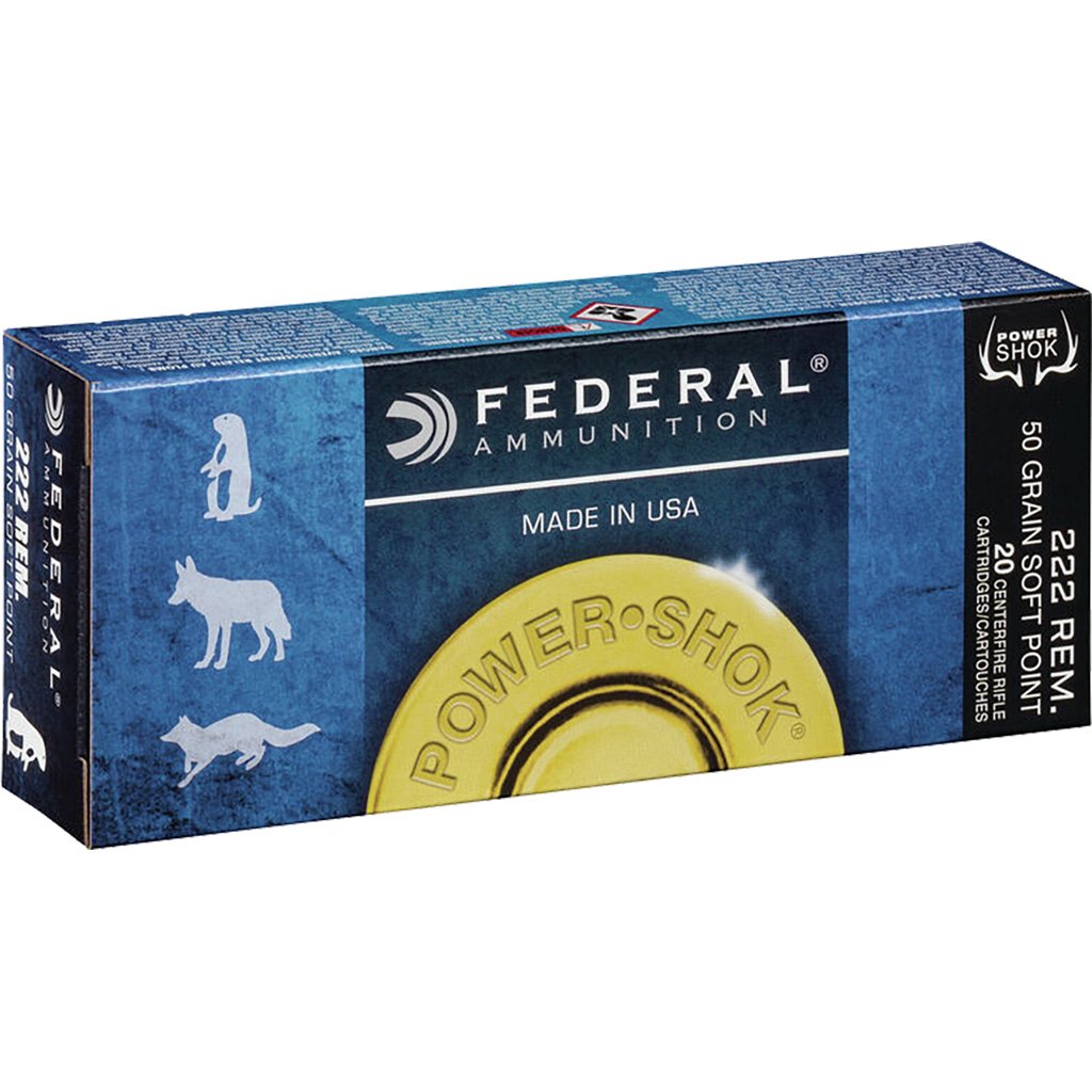 609352_1.jpg Federal Power-Shok Rifle Ammo 222 Rem 50 gr. Jacketed Soft Point 20 rd.