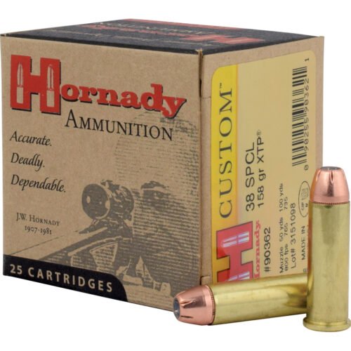 610355_1.jpg Hornady Custom Pistol Ammo 38 Spl 158 gr. XTP Jacket Hollow Point 25 rd.