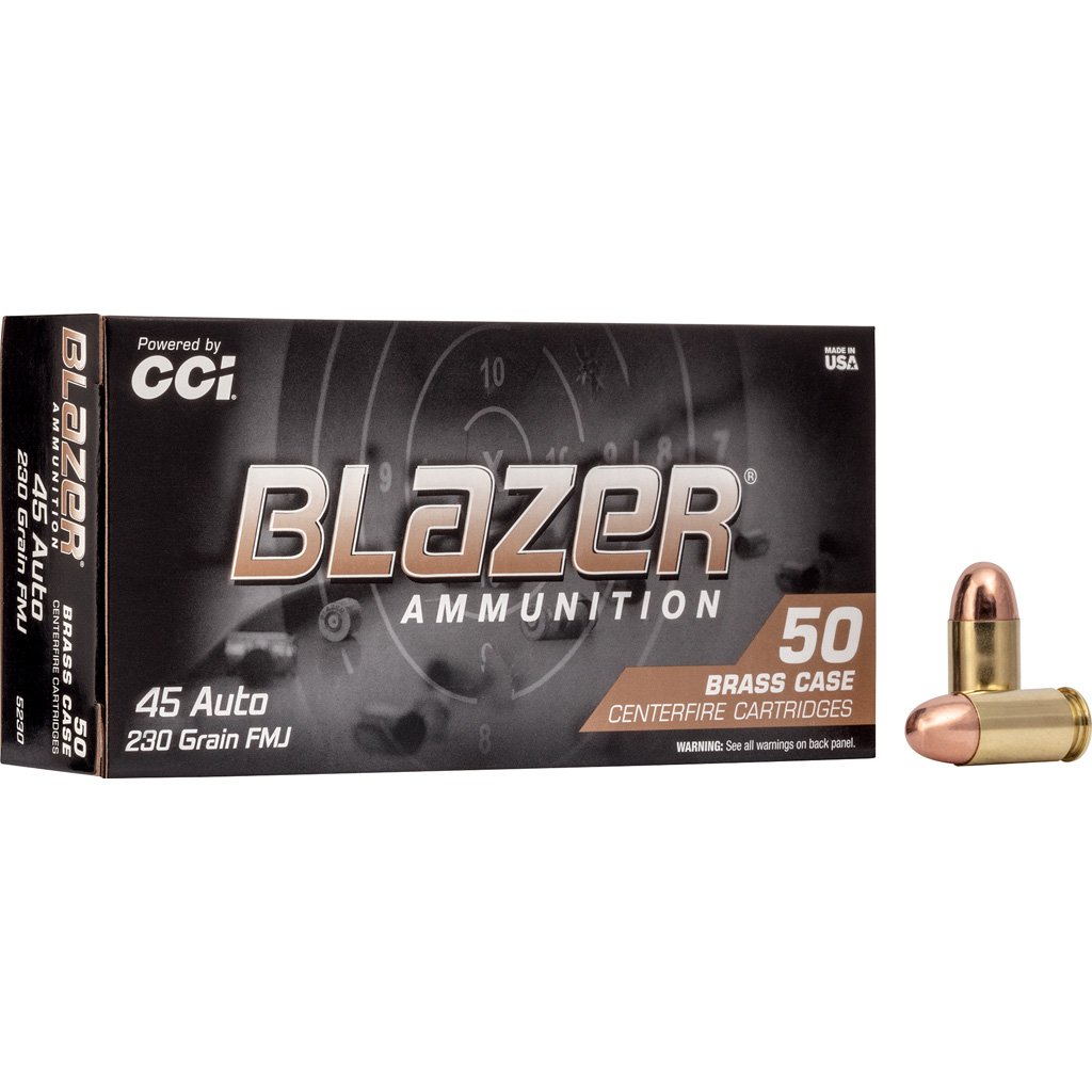 704236_1 CCI Blazer Brass Pistol Ammo 45 ACP 230 gr. FMJ Round Nose 50 rd.