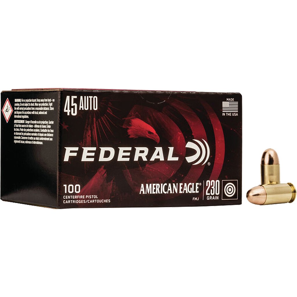 704502_1 Federal American Eagle Pistol Ammo 45 ACP 230 gr. FMJ 100 rd.