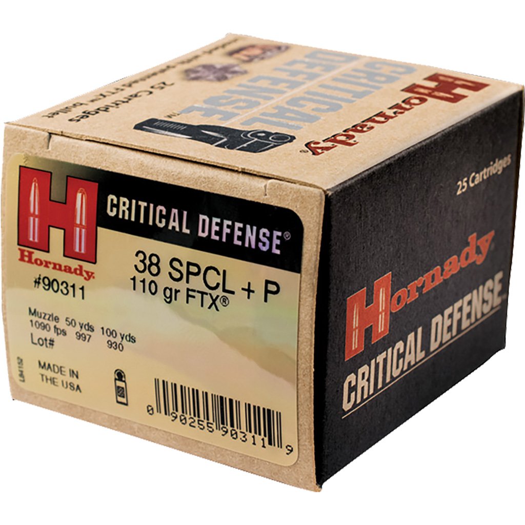 707831_1.jpg Hornady Critical Defense Pistol Ammo 38 Spl +P 110 gr. Flex Tip eXpanding 25 rd.